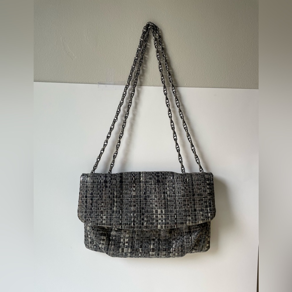 Elie tahari silver leather purse